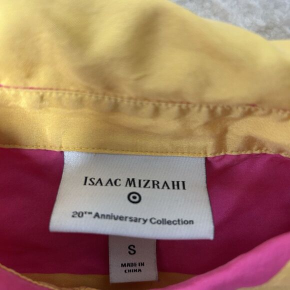 Isaac Mizrahi Women’s S 100% Silk Pink Colorblock Button Up Long Sleeve Blouse - Picture 4 of 7